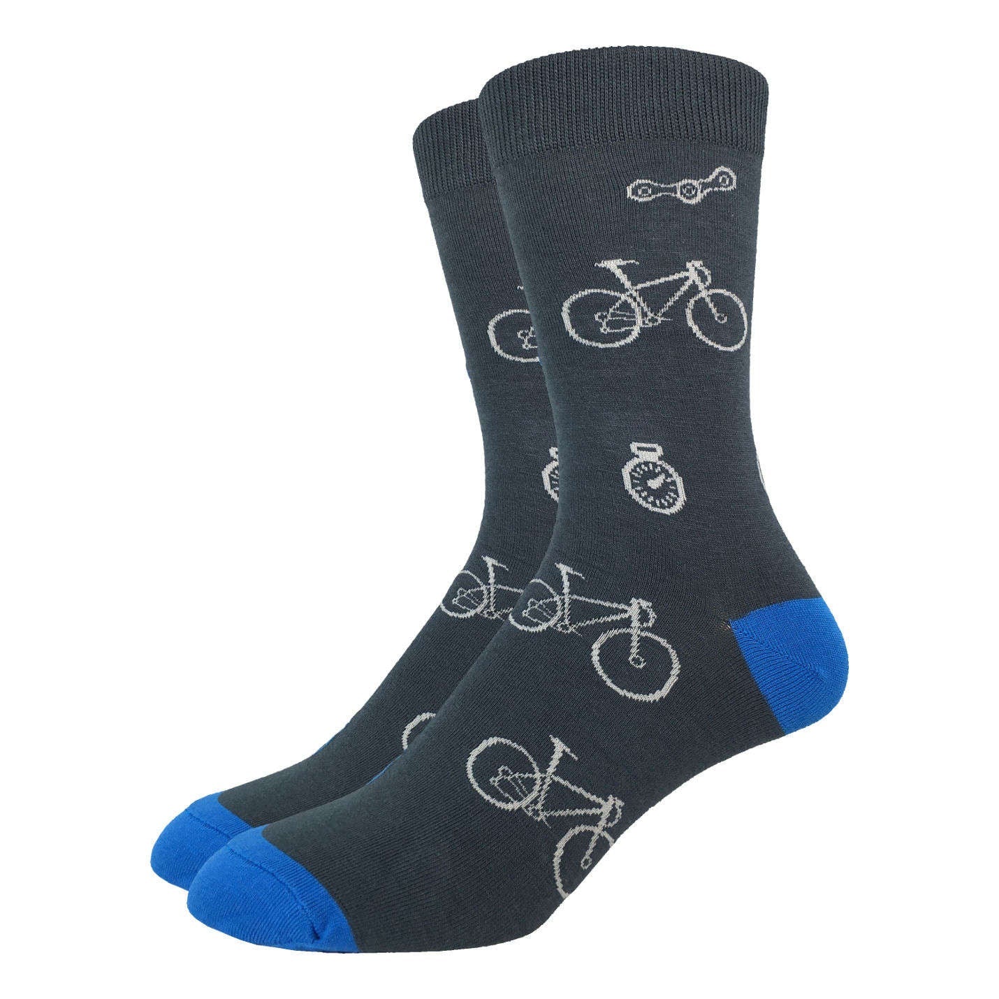 Men's Grey & Blue Bicycles Good Luck Socks