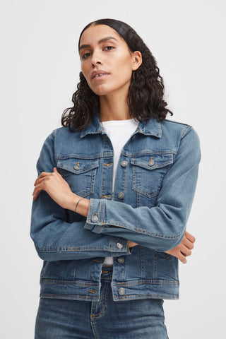 Polly Fitted Denim Jacket (Medium Blue)