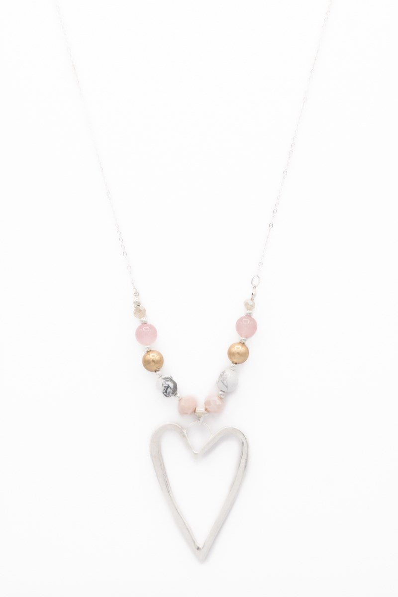 Mona Pink Adjustable Heart Necklace
