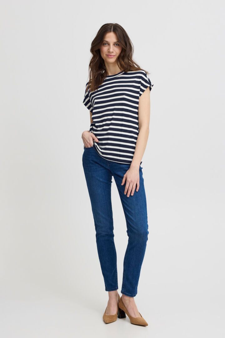 Cano Soft Striped Top (Navy Stripe)