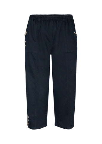 Akila Cotton Blend Capri (Navy)