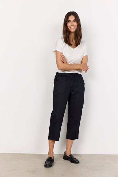Akila Cotton Blend Crop Pant (Black)