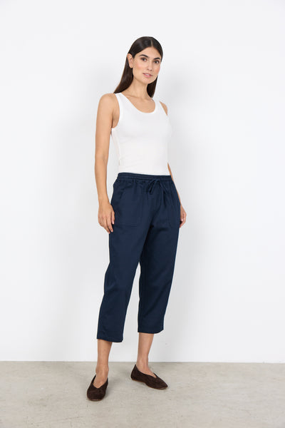 Akila Cotton Blend Crop Pant (Navy)