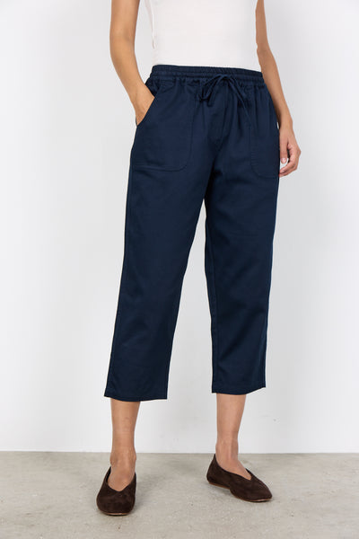 Akila Cotton Blend Crop Pant (Navy)