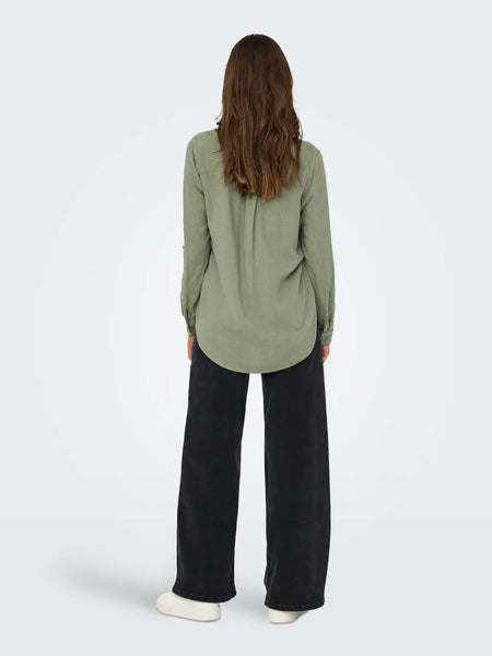 Yasmin Button Down Blouse (Deep Lichen Green)