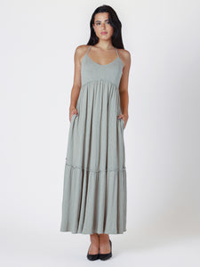 Samara Raw Edge Maxi Dress (Washed Sage) -  25% OFF AT CHECKOUT - FINAL SALE