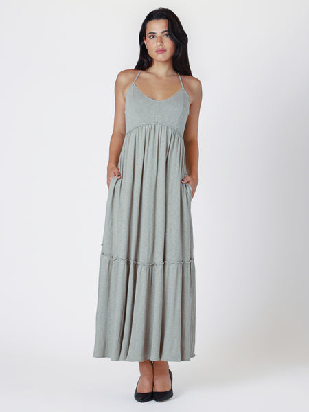 Samara Raw Edge Maxi Dress (Washed Sage) -  25% OFF AT CHECKOUT - FINAL SALE