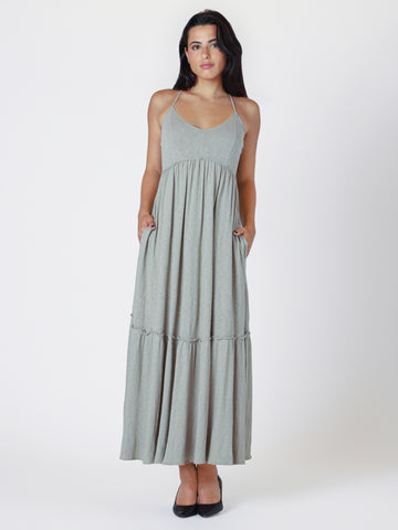 Samara Raw Edge Maxi Dress (Washed Sage) -  25% OFF AT CHECKOUT - FINAL SALE