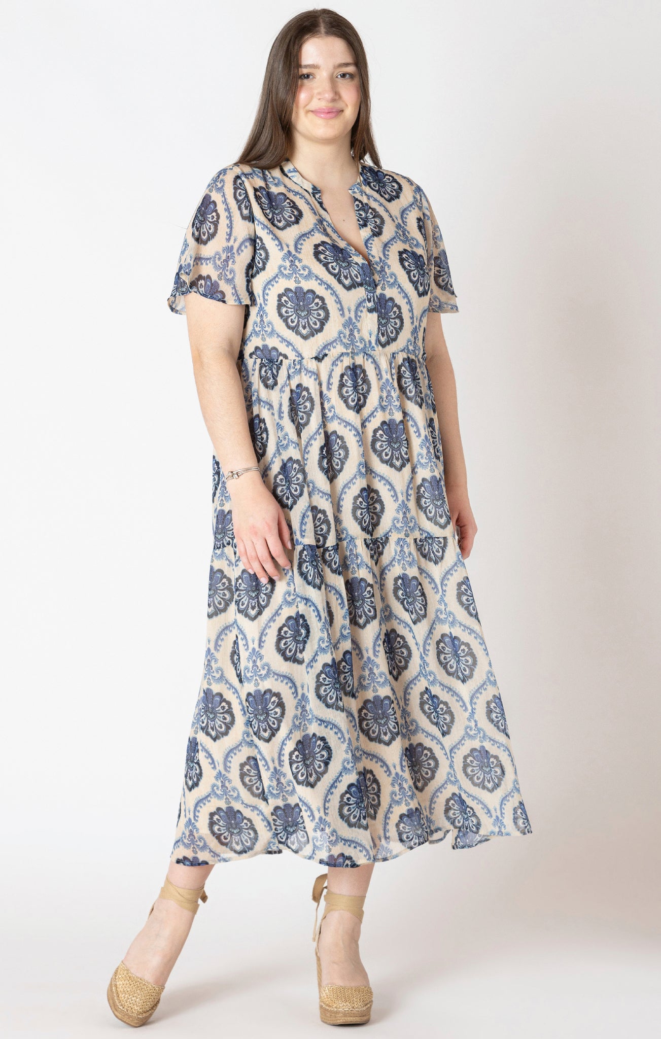 PLUS Isabel Medallion Maxi Dress (Blue)