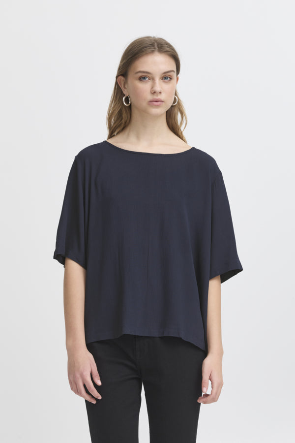 Marrakech Short Sleeve Top (Navy) - 25% OFF AT CHECKOUT - FINAL SALE