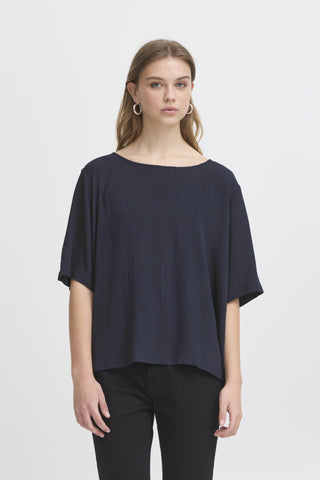 Marrakech Short Sleeve Top (Navy)