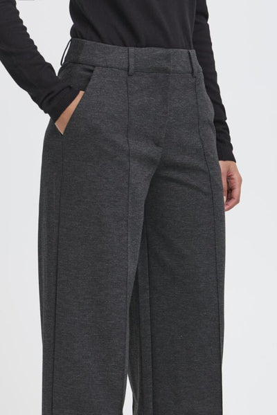 Kate Wide Office Pant (Grey Melange)