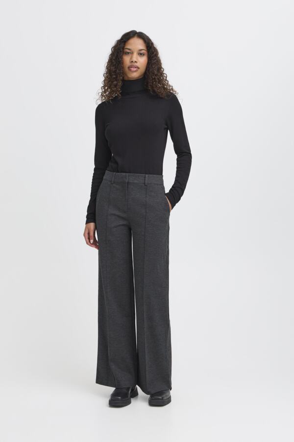 Kate Wide Office Pant (Grey Melange)