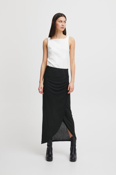 Luna Black Ruched Skirt