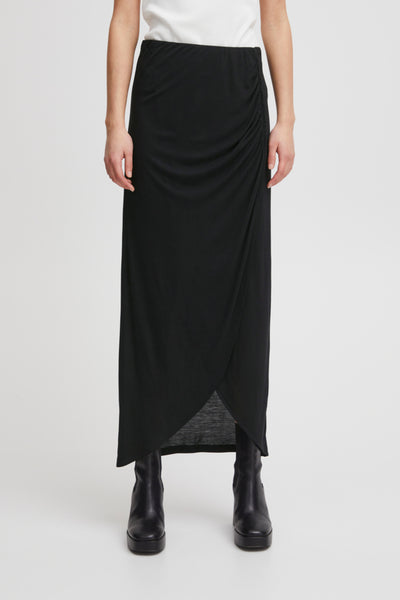 Luna Black Ruched Skirt