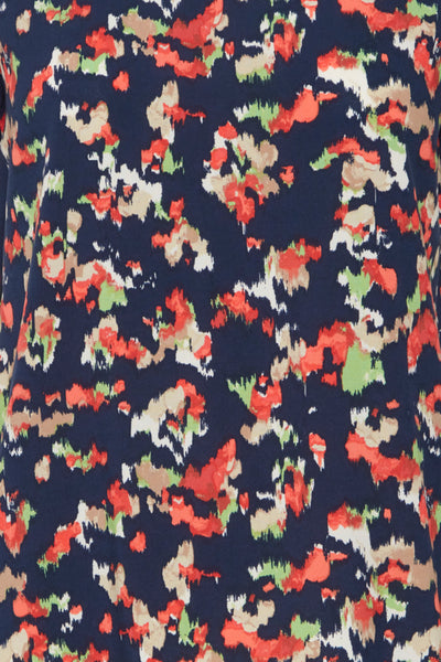 Vera Short Sleeve Patterned Top (Navy Floral)