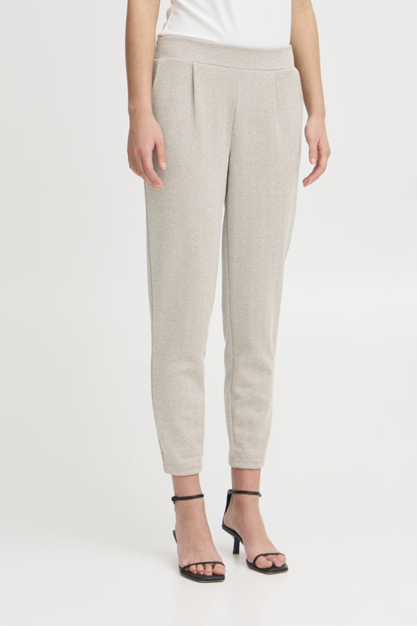 Kate Jacquard Pant (Almond Herringbone)