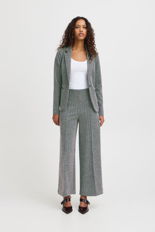 Kate Cropped Wide Jacquard Pant (Herringbone)