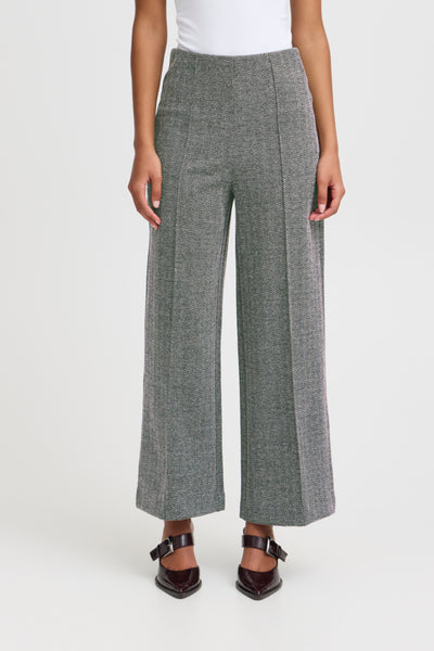 Kate Cropped Wide Jacquard Pant (Herringbone)