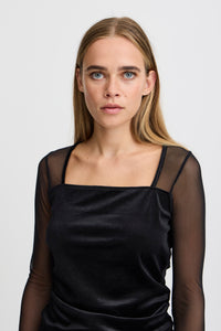 Nani Velvet Sheer Top (Black)