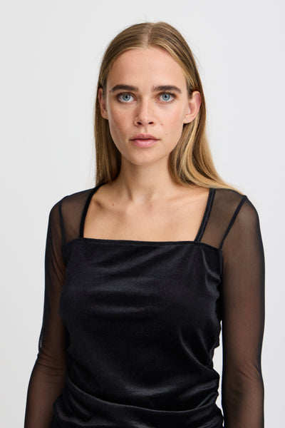 Nani Velvet Sheer Top (Black)