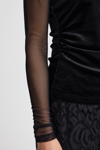 Nani Velvet Sheer Top (Black)