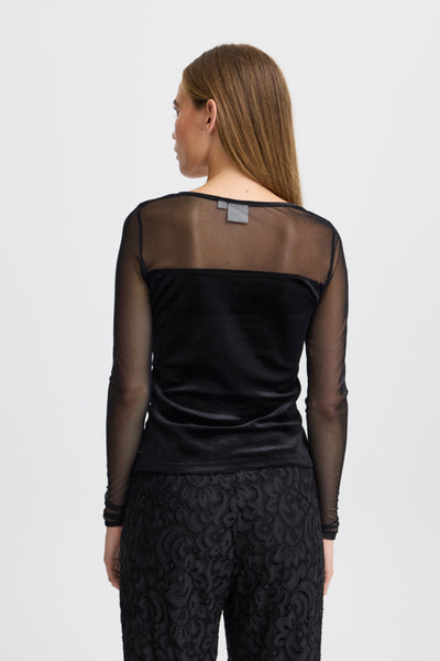 Nani Velvet Sheer Top (Black)