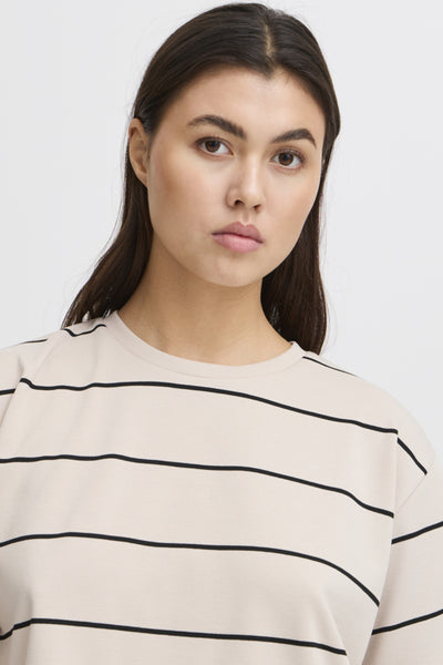 Kala Striped Knit Top (Beige)