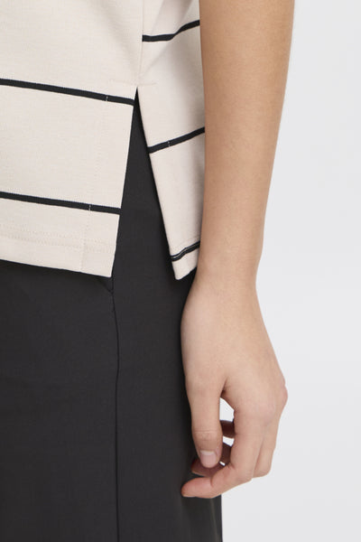 Kala Striped Knit Top (Beige)