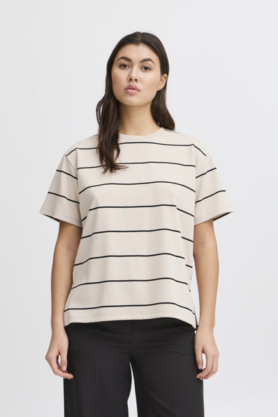 Kala Striped Knit Top (Beige)