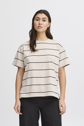 Kala Striped Knit Top (Beige)