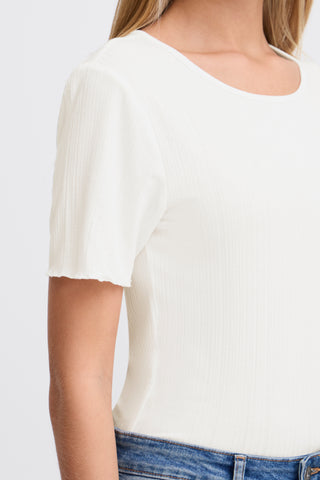 Cella Ribbed Top (White)