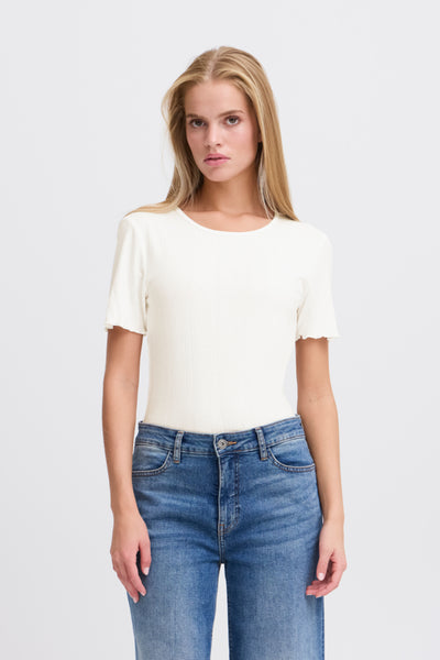 Cella Ribbed Top (White)
