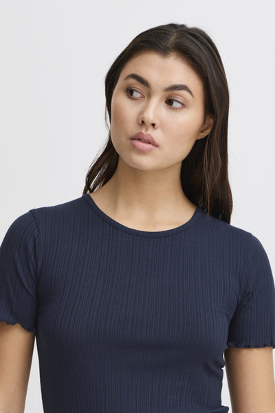 Cella Ribbed Top (Navy)