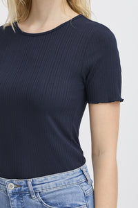 Cella Ribbed Top (Navy)