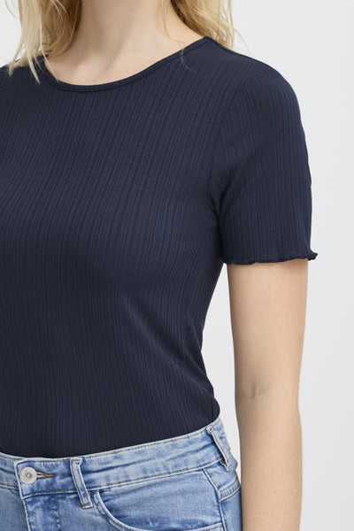 Cella Ribbed Top (Navy)