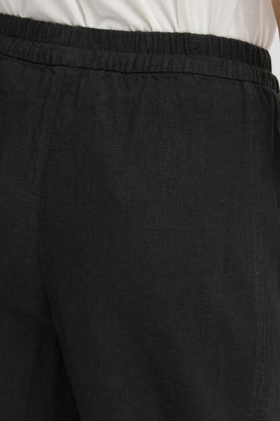 Lino Linen Blend Barrel Pant (Black)
