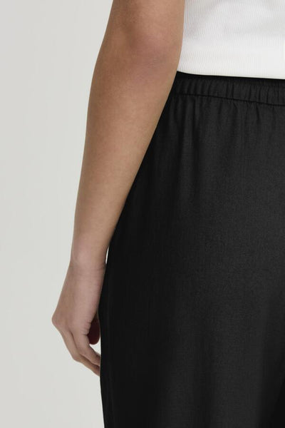 Lino Linen Blend Barrel Pant (Black)