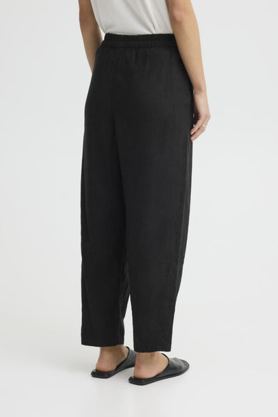 Lino Linen Blend Barrel Pant (Black)