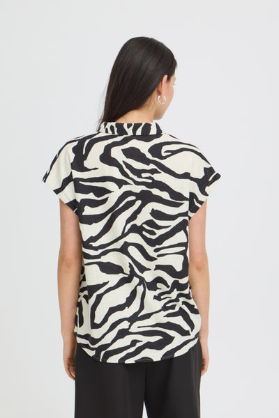 Lino Linen Blend Button Down Top (Graphic Animal)