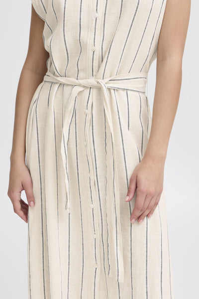 Lino Linen Blend Striped Shirt Dress
