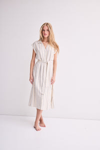 Lino Linen Blend Striped Shirt Dress