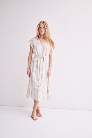 Lino Linen Blend Striped Shirt Dress