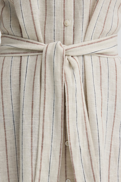 Lino Linen Blend Dress (Oat Stripe)