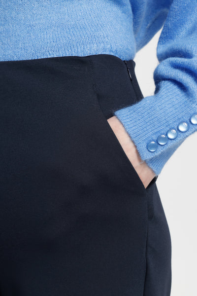 Kate Wide Side Zip Pant (Navy)