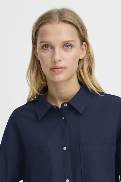 Erina Button Down Shirt (Navy)