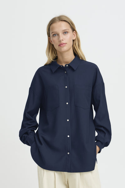 Erina Button Down Shirt (Navy)