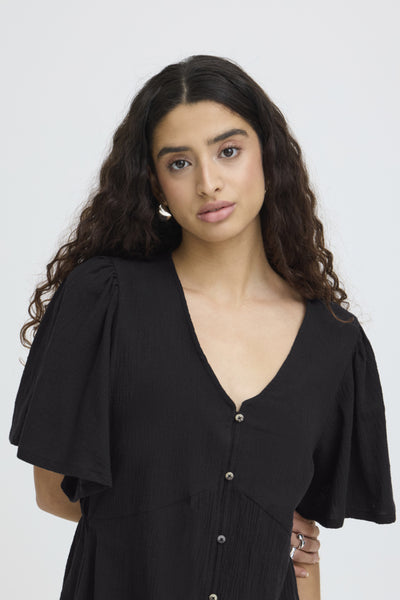 Lifana Button Down Dress (Black)