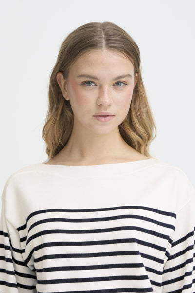 Luls Boatneck Striped Sweater (Navy)