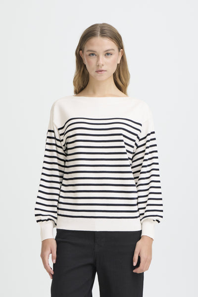 Luls Boatneck Striped Sweater (Navy)